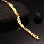 Gold Tungsten Carbide Tennis Bracelet With White Ceramic Links Therapy For Her Wholesale Plated 8mm - Ables Mall