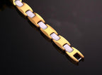 Gold Tungsten Carbide Tennis Bracelet With White Ceramic Links Therapy For Her Wholesale Plated 8mm - Ables Mall