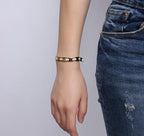 Gold Tungsten Carbide Tennis Bracelet With White Ceramic Links Therapy For Her Wholesale Plated 8mm - Ables Mall