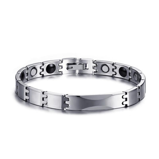 White Tungsten Carbide Baguette Tennis Bracelet With Magnetic Beads Wholesale 8mm - Ables Mall