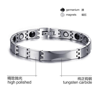 White Tungsten Carbide Baguette Tennis Bracelet With Magnetic Beads Wholesale 8mm - Ables Mall