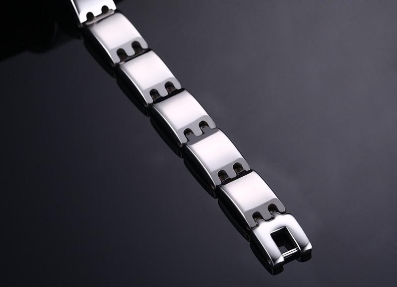 White Tungsten Carbide Baguette Tennis Bracelet With Magnetic Beads Wholesale 8mm - Ables Mall