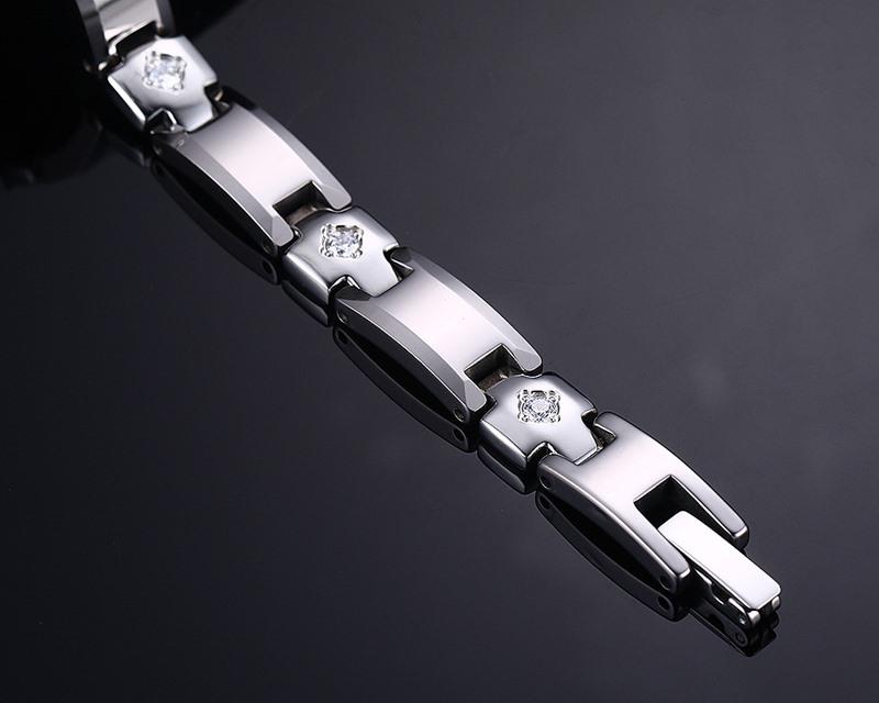 White Tungsten Carbide Cross Tennis Bracelet With Cubic Zirconia Wholesale 8mm - Ables Mall