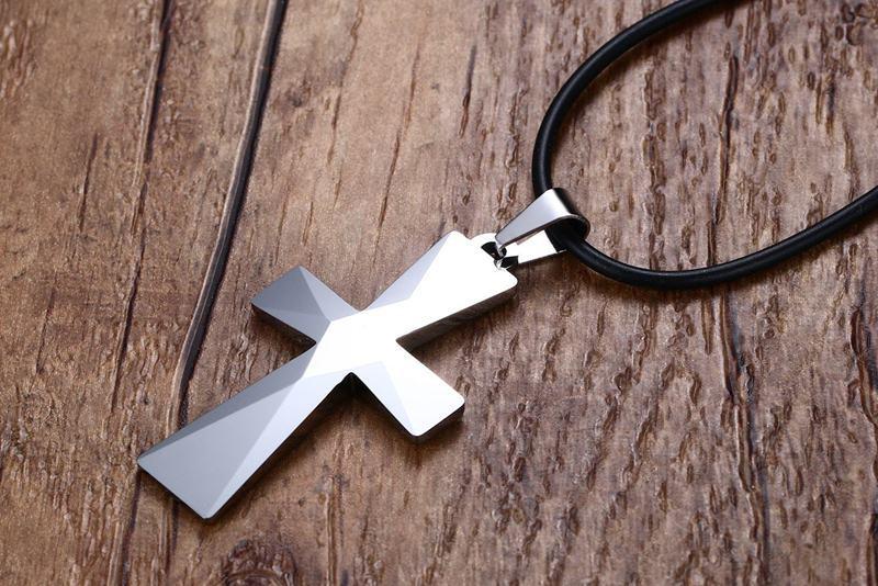 White Tungsten Cross Pendant Lord's Prayer Necklace For Men Women Wholesale - Ables Mall