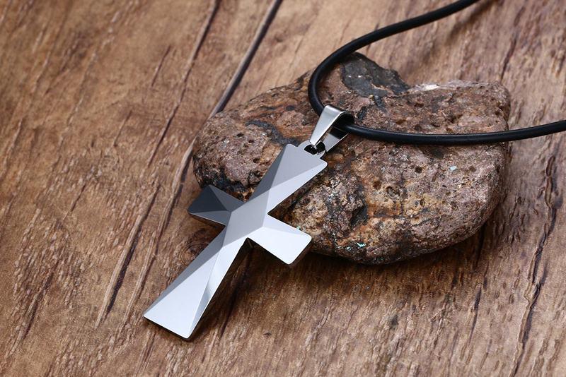 White Tungsten Cross Pendant Lord's Prayer Necklace For Men Women Wholesale - Ables Mall