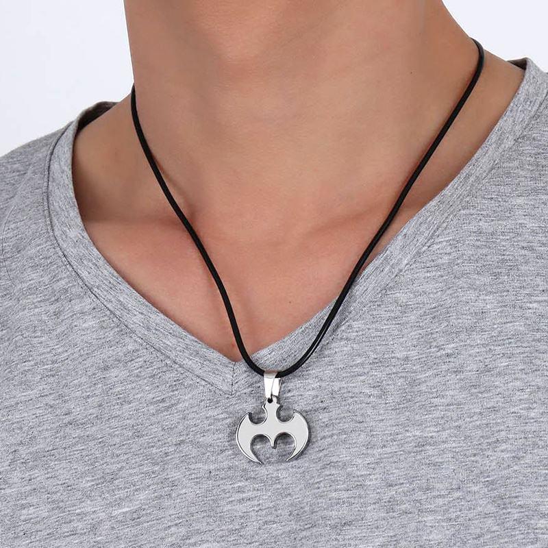 White Tungsten Vampire Bat Pendant Gothic Ghost Halloween Charm Necklace For Men Women Wholesale - Ables Mall