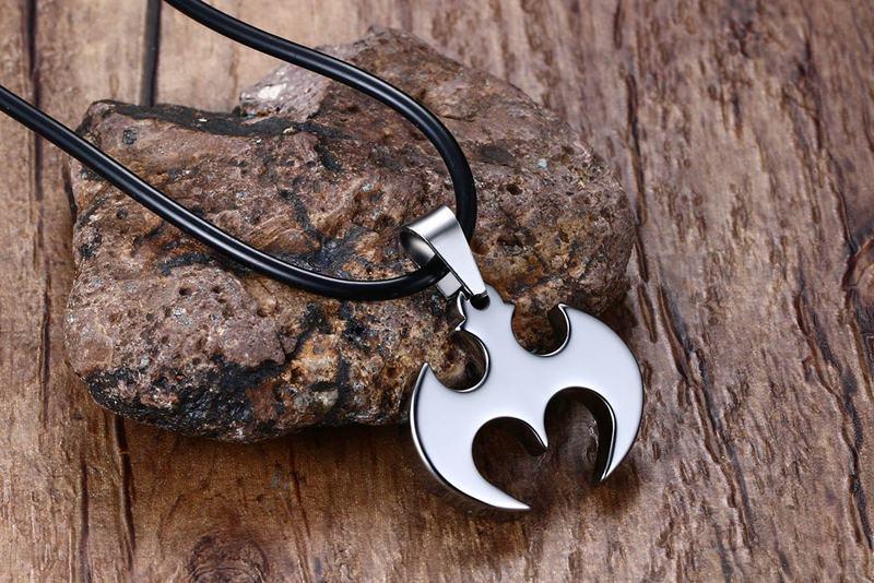 White Tungsten Vampire Bat Pendant Gothic Ghost Halloween Charm Necklace For Men Women Wholesale - Ables Mall