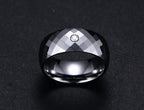 White Tungsten Engagement Band Small Facets Solitaire Stone Ring Wholesale 8mm - Ables Mall