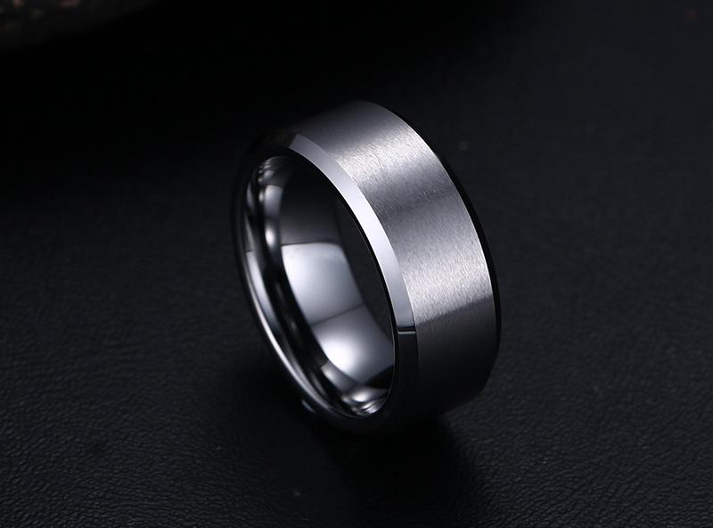 Gold Tungsten Engagement Ring Brushed Flat Black Wedding Band Plated Wholesale 8mm - Ables Mall