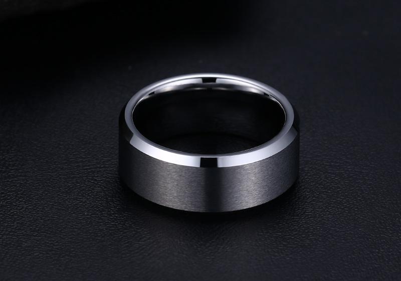 Gold Tungsten Engagement Ring Brushed Flat Black Wedding Band Plated Wholesale 8mm - Ables Mall