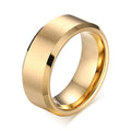 Gold Tungsten Engagement Ring Brushed Flat Black Wedding Band Plated Wholesale 8mm - Ables Mall