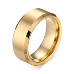 Gold Tungsten Engagement Ring Brushed Flat Black Wedding Band Plated Wholesale 8mm - Ables Mall