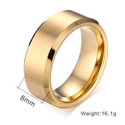 Gold Tungsten Engagement Ring Brushed Flat Black Wedding Band Plated Wholesale 8mm - Ables Mall