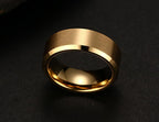 Gold Tungsten Engagement Ring Brushed Flat Black Wedding Band Plated Wholesale 8mm - Ables Mall