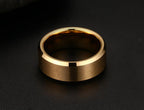 Gold Tungsten Engagement Ring Brushed Flat Black Wedding Band Plated Wholesale 8mm - Ables Mall