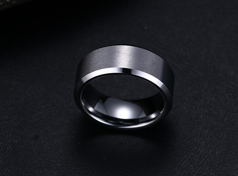 Gold Tungsten Engagement Ring Brushed Flat Black Wedding Band Plated Wholesale 8mm - Ables Mall