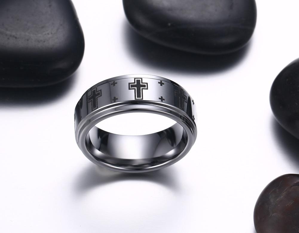 White Tungsten Wedding Band Cross Engagement Ring Wholesale 8mm - Ables Mall