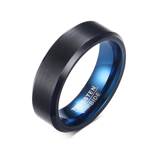 Black Tungsten Blue Two-Tone Engagement Band Ring Wholesale 6mm - Ables Mall