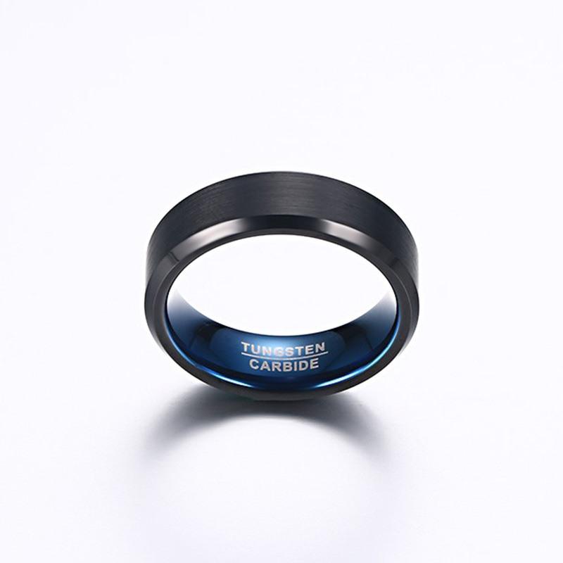 Black Tungsten Blue Two-Tone Engagement Band Ring Wholesale 6mm - Ables Mall