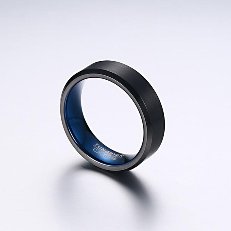 Black Tungsten Blue Two-Tone Engagement Band Ring Wholesale 6mm - Ables Mall