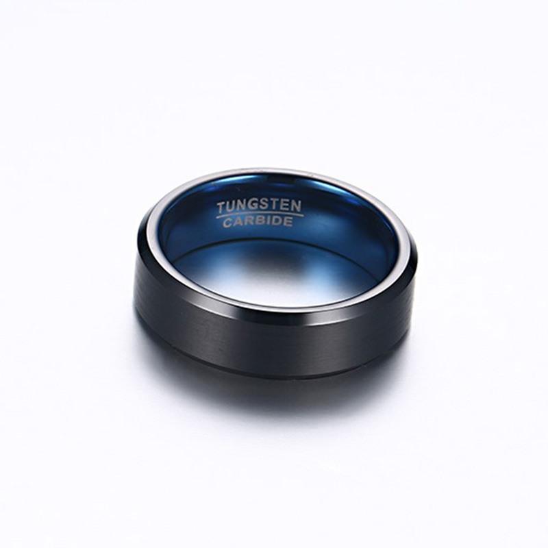 Black Tungsten Blue Two-Tone Engagement Band Ring Wholesale 6mm - Ables Mall