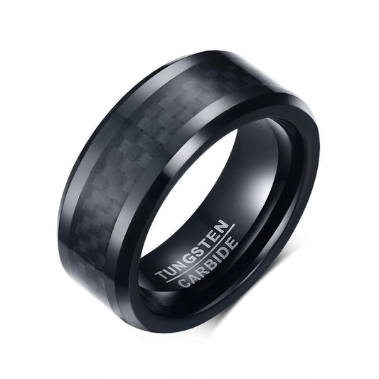 Carbon Fiber Inlay Tungsten Engagement Band Men's Ring Wholesale 8mm - Ables Mall