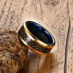 Gold Plated Tungsten Engagement Ring Blue Men's Band Wholesale 8mm - Ables Mall