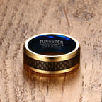 Gold Plated Tungsten Engagement Ring Blue Men's Band Wholesale 8mm - Ables Mall