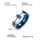 White Tungsten Engagement Ring Blue Cross Groove Lords Prayer Band Wholesale 8mm - Ables Mall