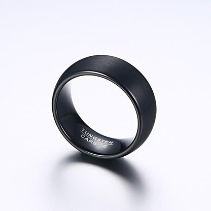 Black Brushed Tungsten Engagement Ring Domed Band Wholesale 8mm - Ables Mall