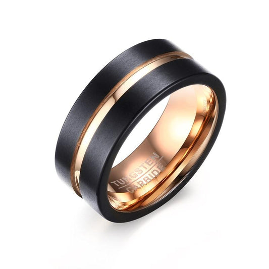 Black Gold Tungsten Engagement Band Cocktail Men Ring Wholesale Plated 8mm - Ables Mall