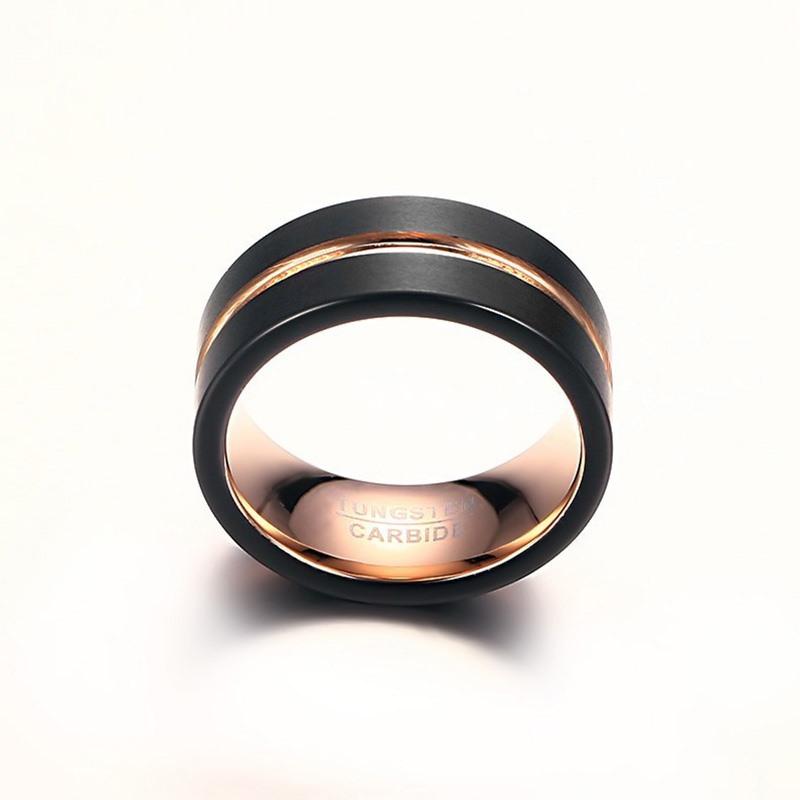 Black Gold Tungsten Engagement Band Cocktail Men Ring Wholesale Plated 8mm - Ables Mall