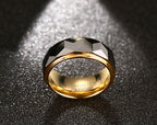 Gold Tungsten Engagement Ring Two Tone Faceted Band Wholesale Plated 8mm - Ables Mall
