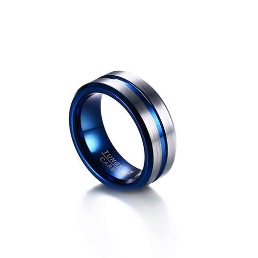 Blue Groove Tungsten Engagement Band Flat Bevel Wholesale 8mm - Ables Mall