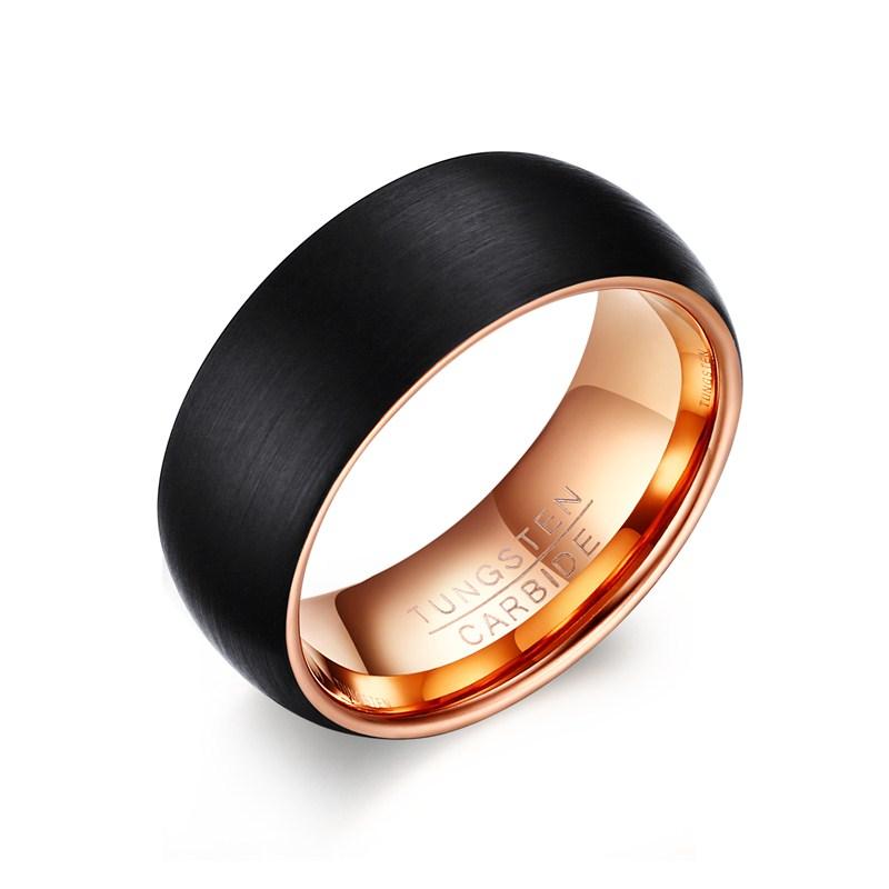 Black And Rose Gold Tungsten Engagement Band Dome Ring Wholesale Plated 8mm - Ables Mall
