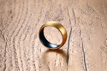 Gold Blue Tungsten Engagement Band Dome Men's Ring Wholesale Plated 8mm - Ables Mall