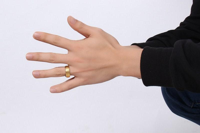 Gold Blue Tungsten Beaten Band Faceted Manly Engagement Ring Wholesale Plated 8mm - Ables Mall