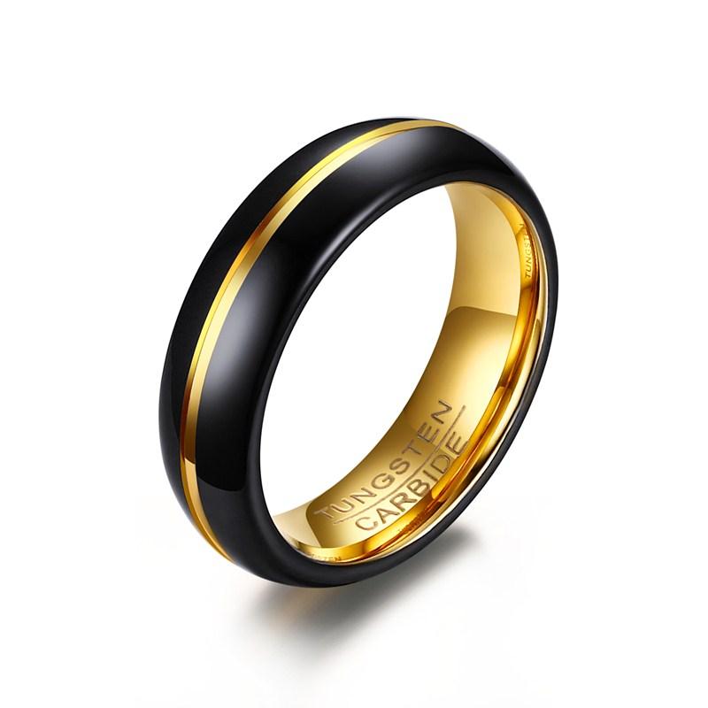 Black Tungsten Wedding Band Gold Groove Engagement Ring Wholesale Plated 6mm - Ables Mall