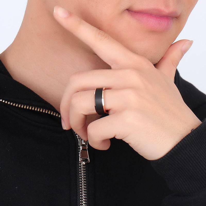 Rose Gold Tungsten Band Black Down To Earth Manly Engagement Wholesale Plated 8mm - Ables Mall