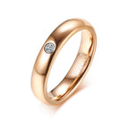 Rose Gold Tungsten Engagement Band Solitaire Stone Wedding Ring Wholesale Plated 4mm - Ables Mall