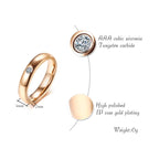 Rose Gold Tungsten Engagement Band Solitaire Stone Wedding Ring Wholesale Plated 4mm - Ables Mall