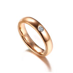 Rose Gold Tungsten Engagement Band Solitaire Stone Wedding Ring Wholesale Plated 4mm - Ables Mall