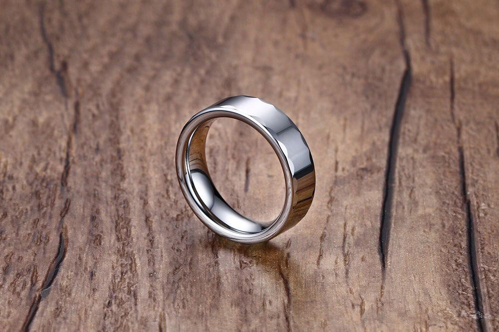 White Tungsten Patterned Rims Engagement Ring Wedding Band Wholesale 6mm - Ables Mall