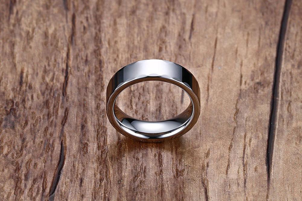 White Tungsten Patterned Rims Engagement Ring Wedding Band Wholesale 6mm - Ables Mall