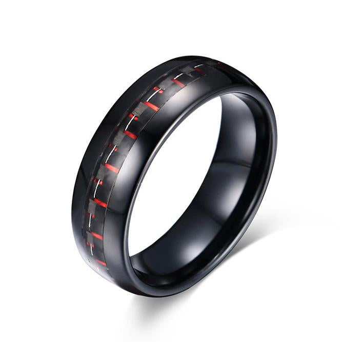 Black Tungsten Red Graphite Inlay Engagement Band Wholesale 8mm - Ables Mall