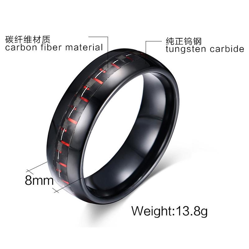 Black Tungsten Red Graphite Inlay Engagement Band Wholesale 8mm - Ables Mall