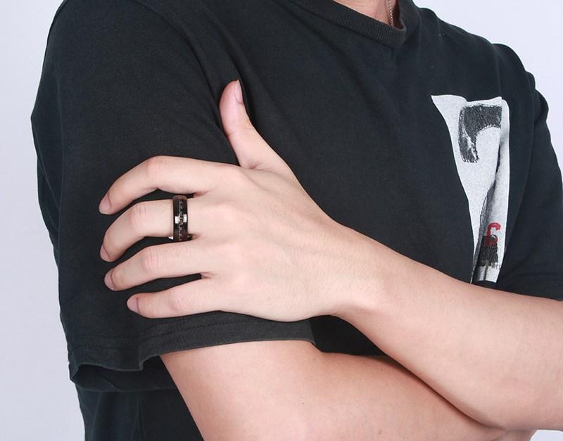 Black Tungsten Red Graphite Inlay Engagement Band Wholesale 8mm - Ables Mall