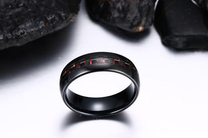 Black Tungsten Red Graphite Inlay Engagement Band Wholesale 8mm - Ables Mall