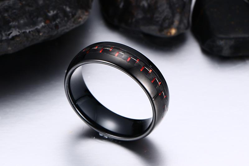 Black Tungsten Red Graphite Inlay Engagement Band Wholesale 8mm - Ables Mall