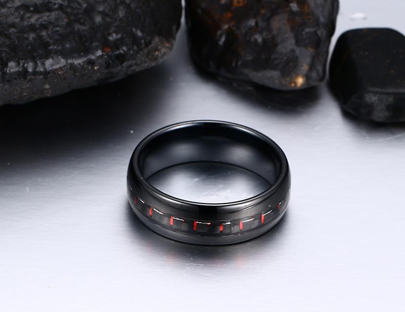 Black Tungsten Red Graphite Inlay Engagement Band Wholesale 8mm - Ables Mall